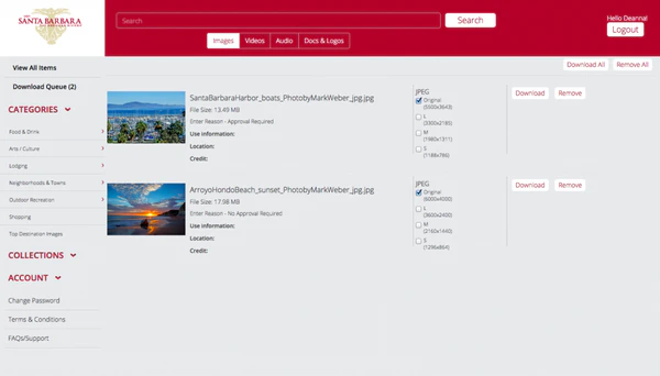 screenshot of Simpleview DAM